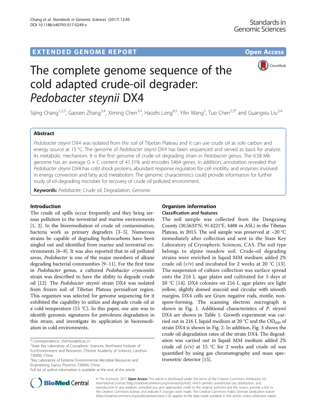 The Complete Genome Sequence of the Cold Adapted Crude-Oil Degrader