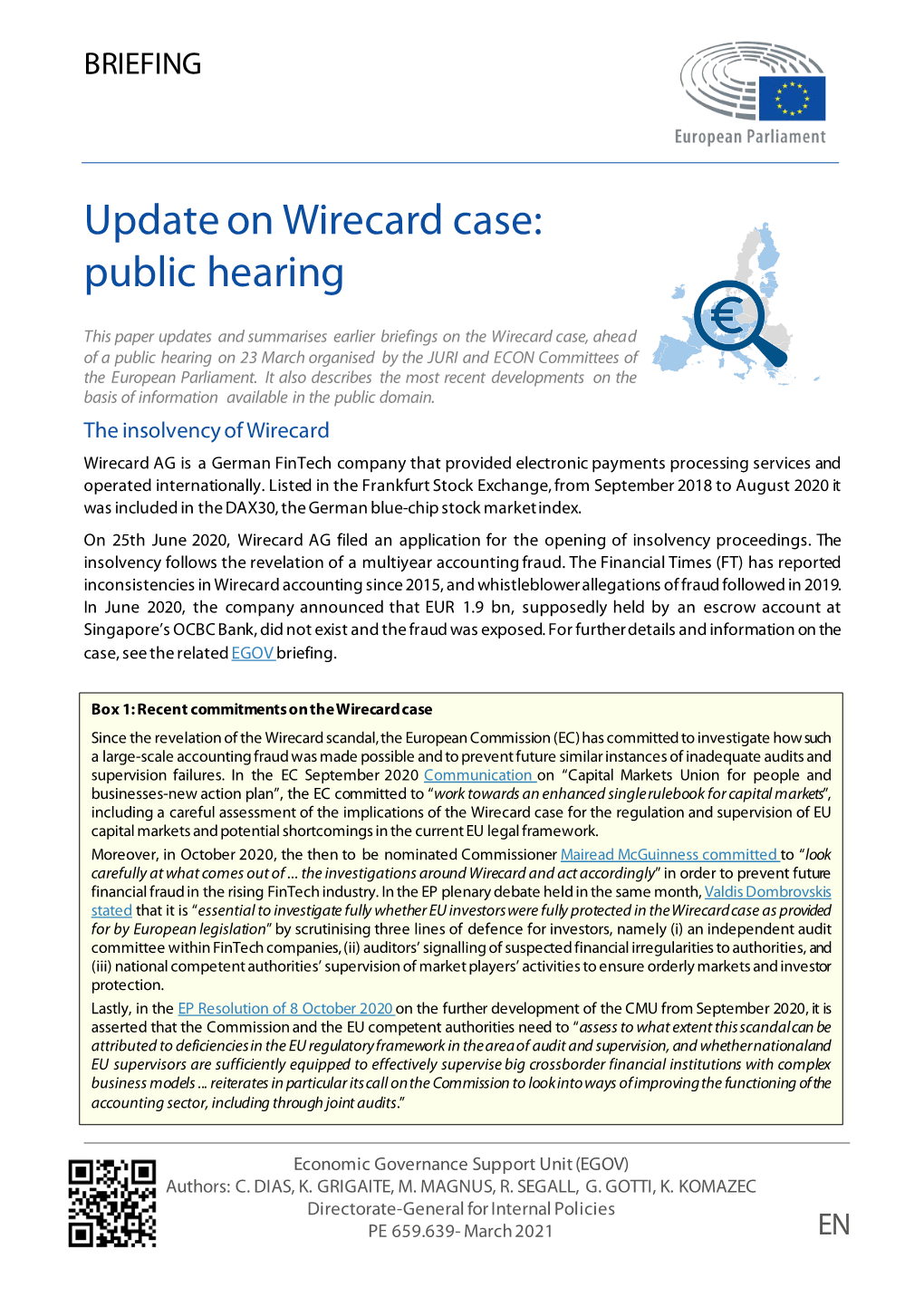 Update on Wirecard Case: Public Hearing