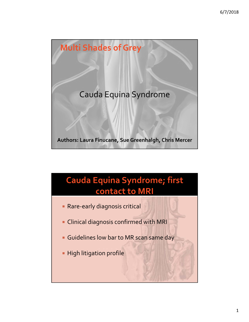 Cauda Equina Syndrome