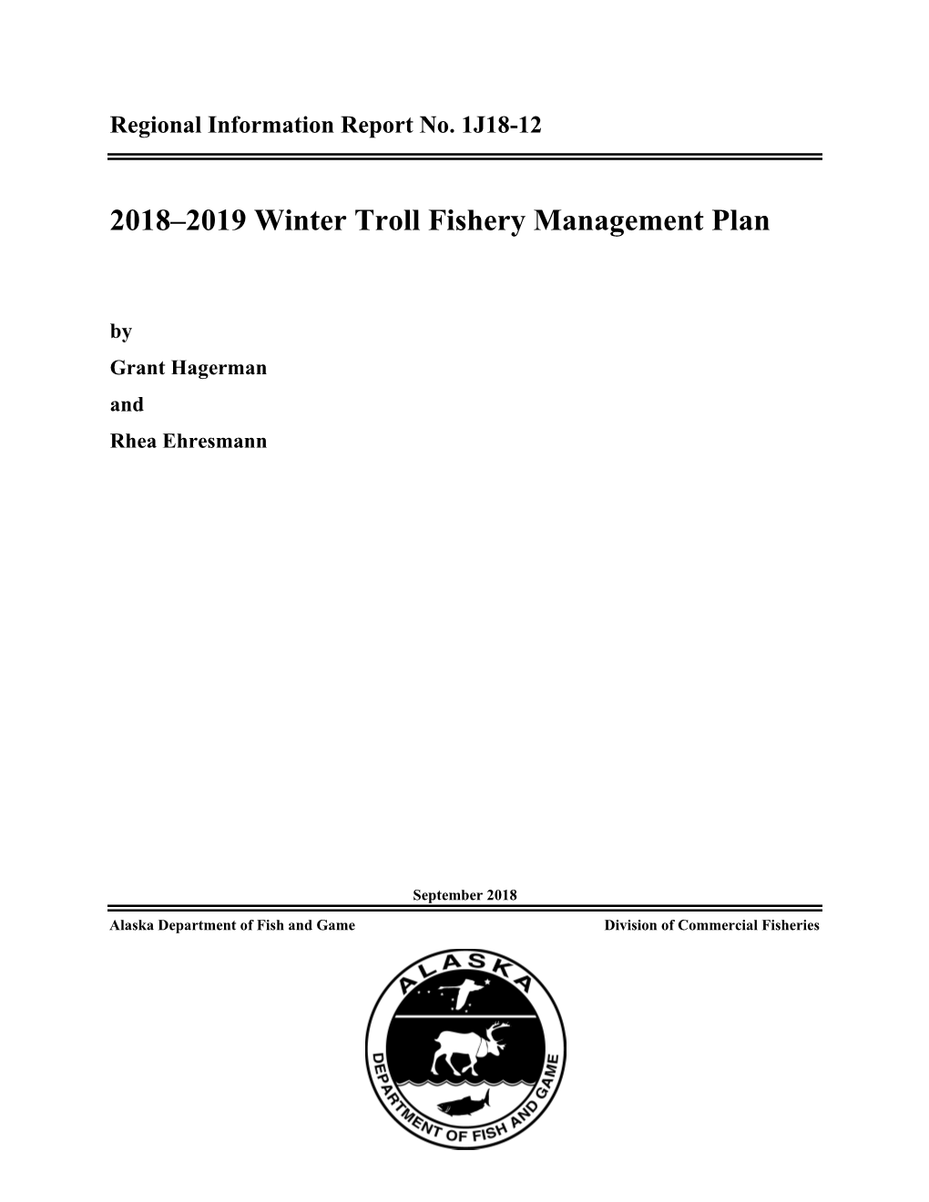 2018–2019 Winter Troll Fishery Management Plan