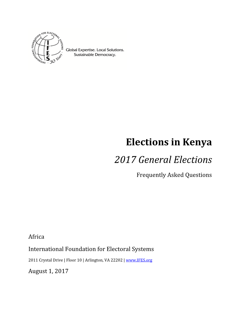 Elections in Kenya: 2017 General Elections Frequently Asked Questions