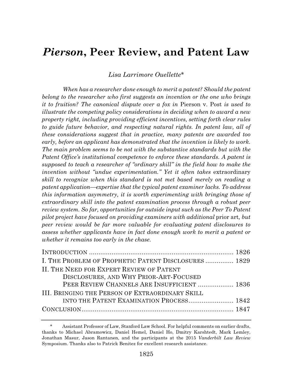 Pierson, Peer Review, and Patent Law