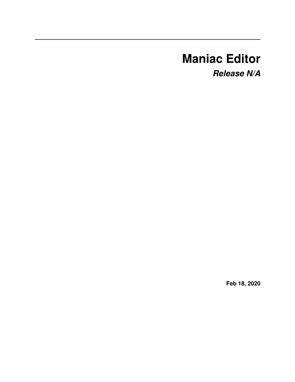 Maniac Editor N/A Documentation