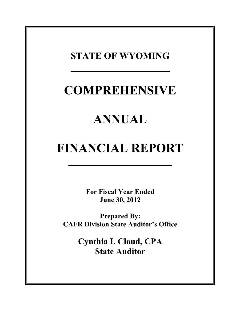 2012 Wyoming Audit Report