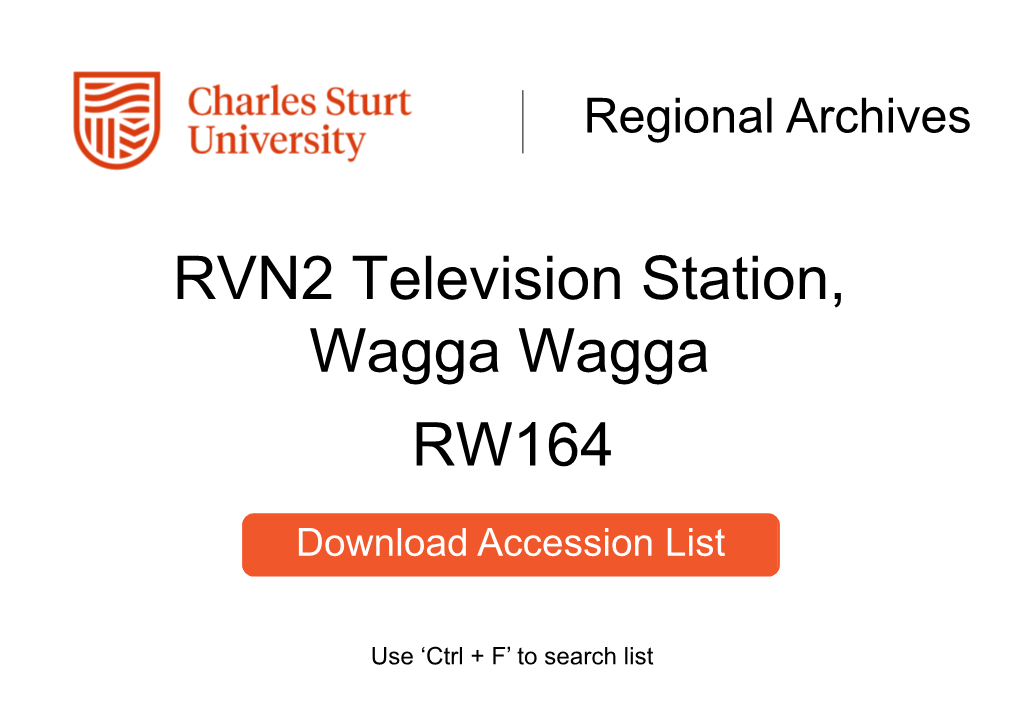 RVN2 Television Station, Wagga Wagga RW164