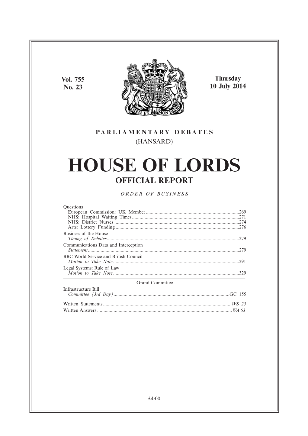 House of Lords Official Report