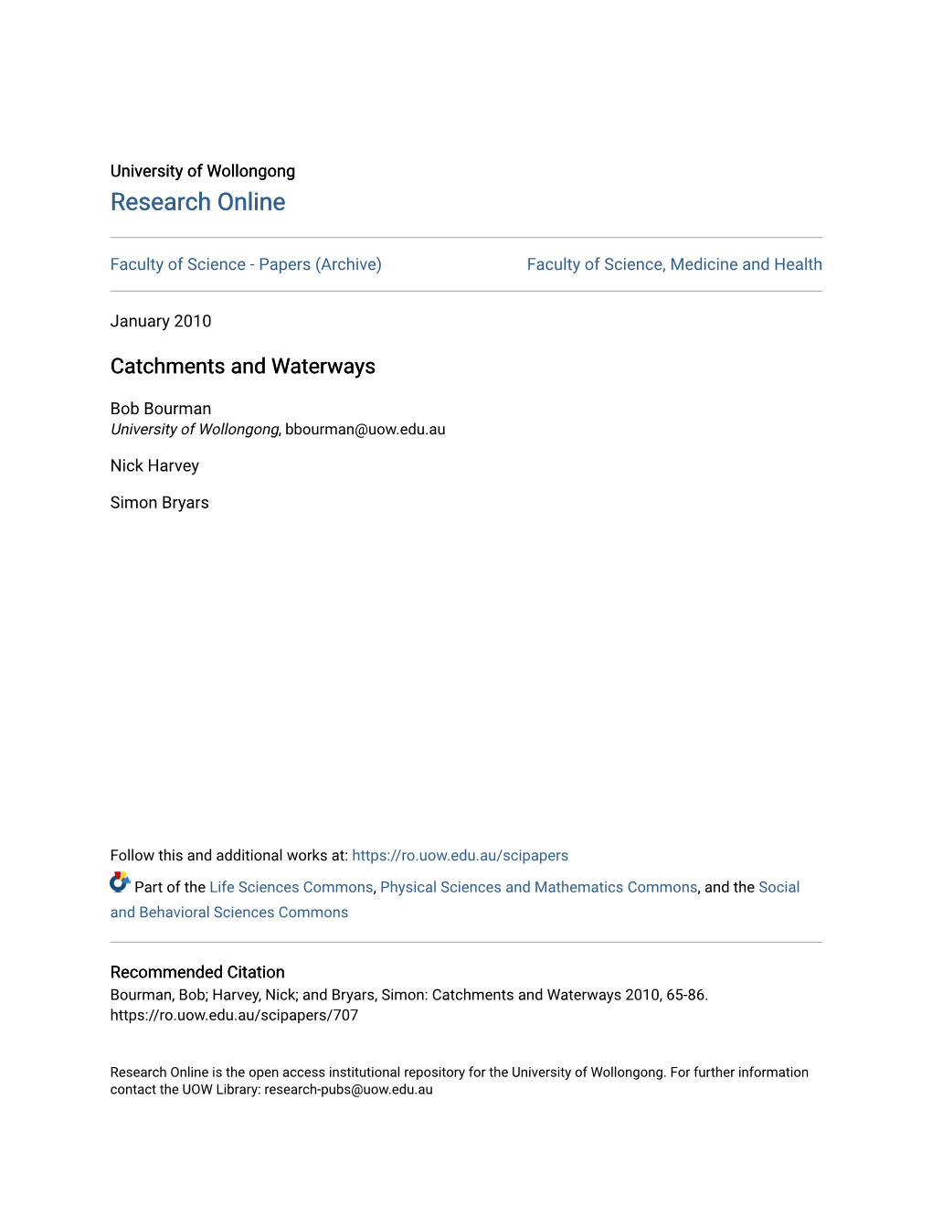 Catchments and Waterways