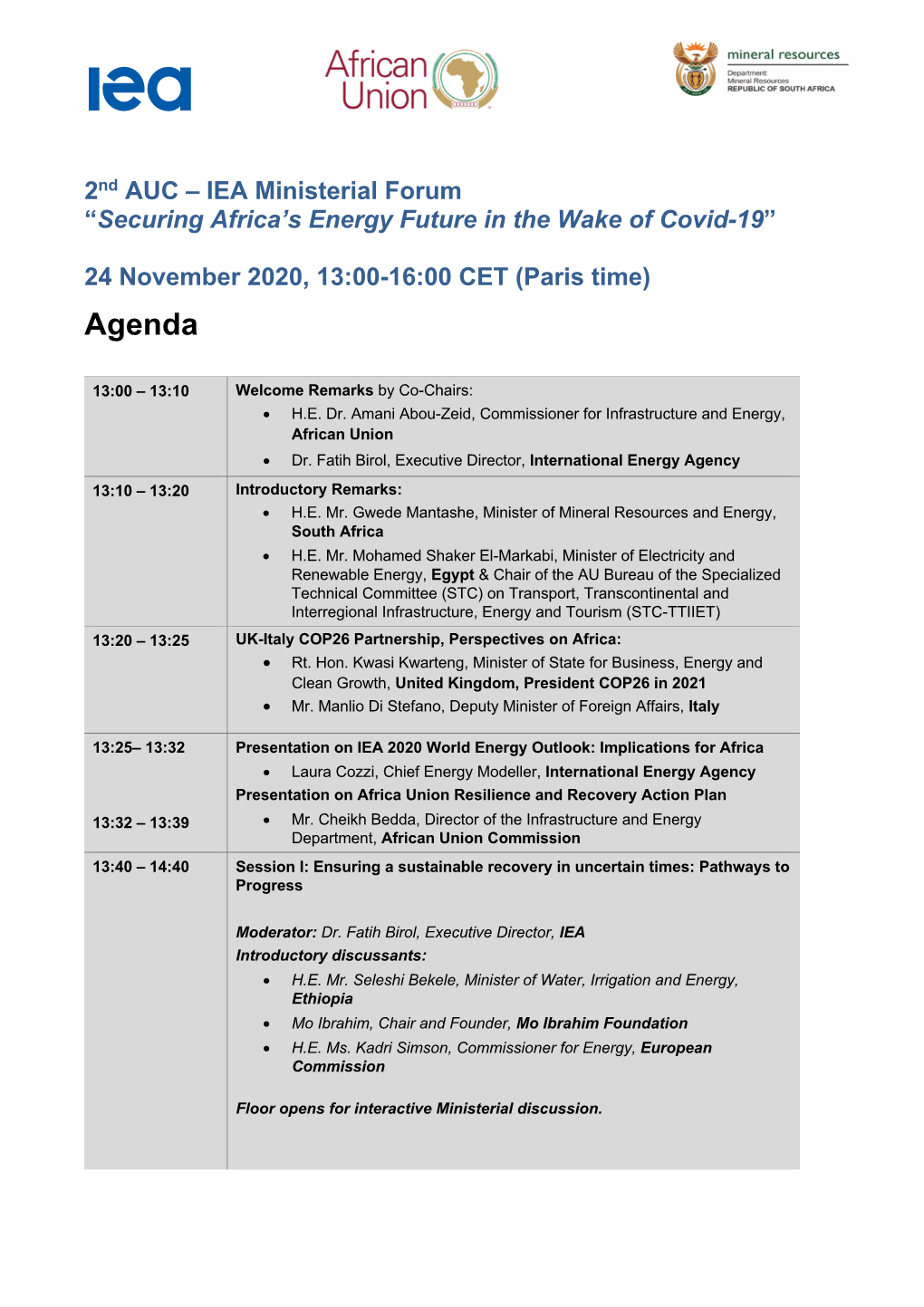 Agenda 2Nd AUC IEA Ministerial Forum 24 11 2020 Draft for Review