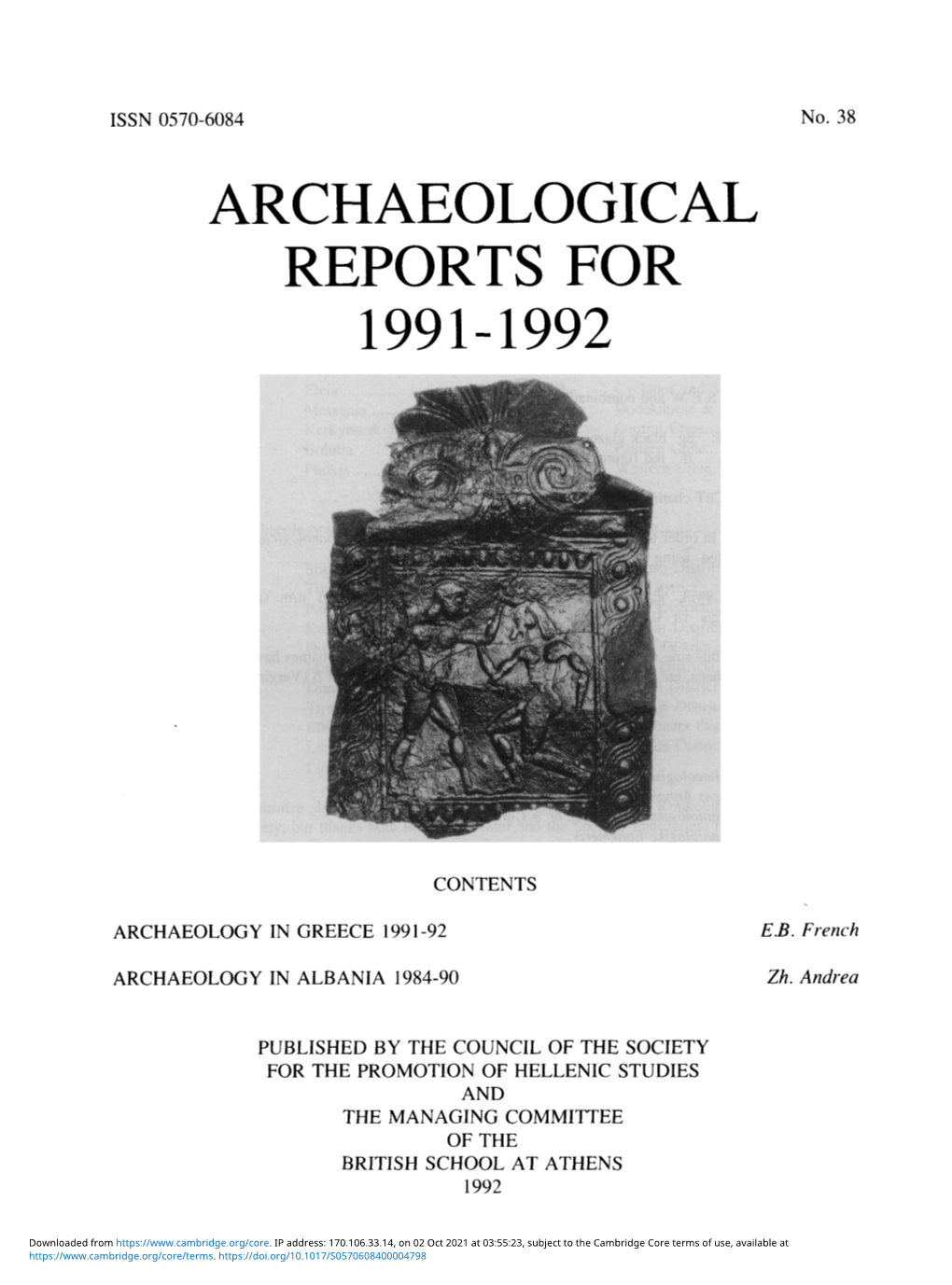 Archaeological Reports for 1991-1992