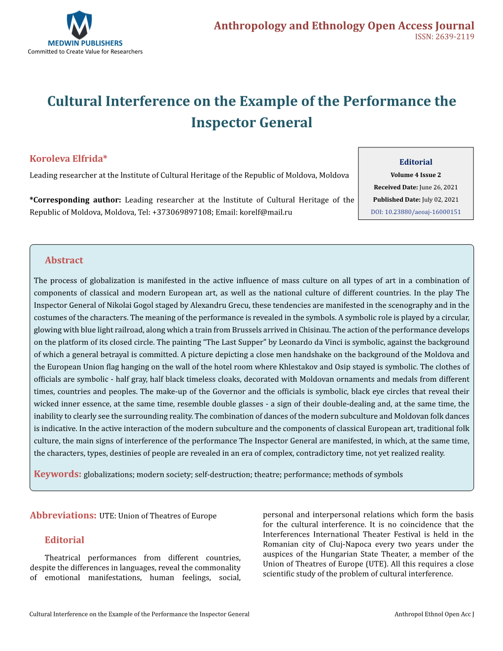 Cultural Interference on the Example of the Performance the Inspector General