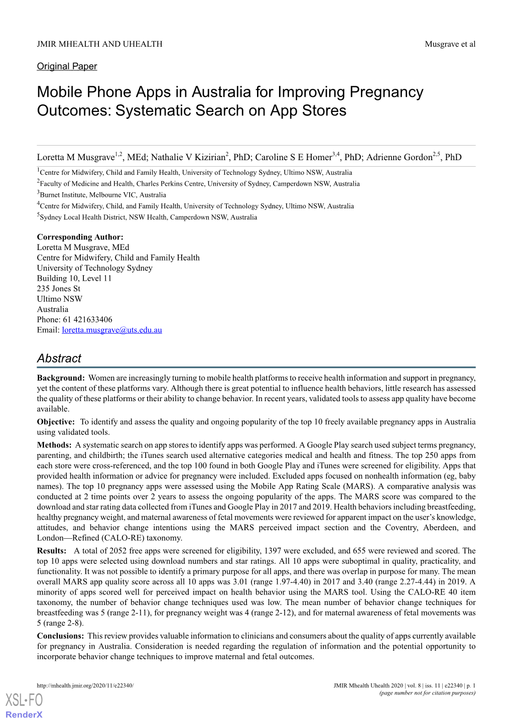 Mobile Phone Apps in Australia for Improving Pregnancy Outcomes: Systematic Search on App Stores