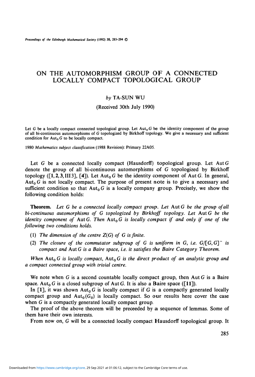 On the Automorphism Group of a Connected Locally Compact Topological Group