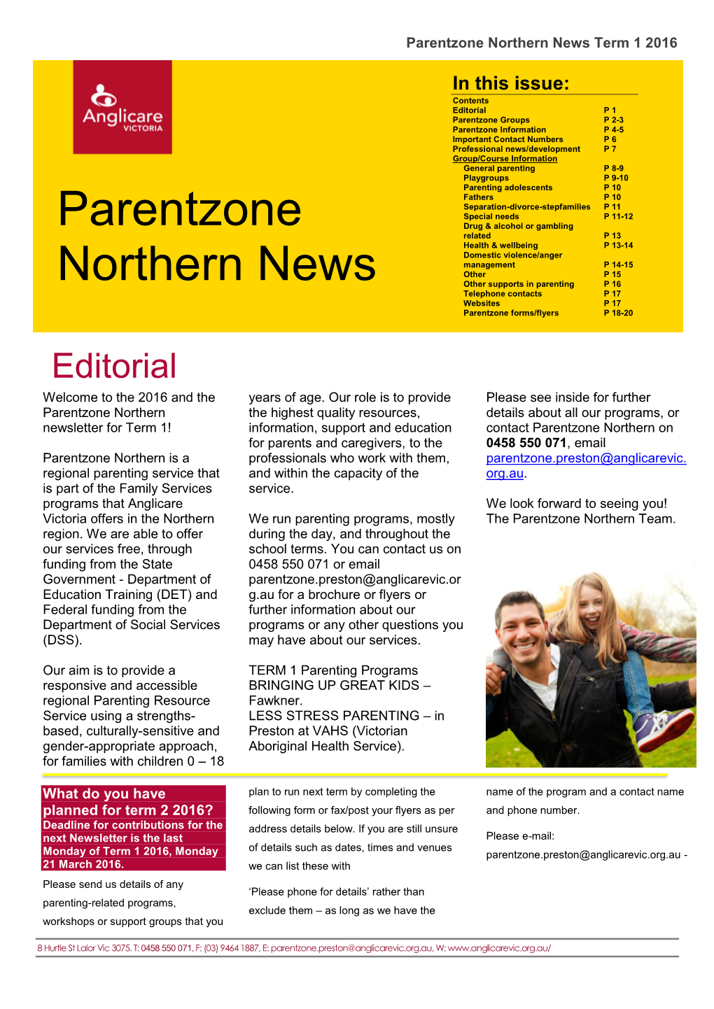 Parentzone Northern News Term 1 2016