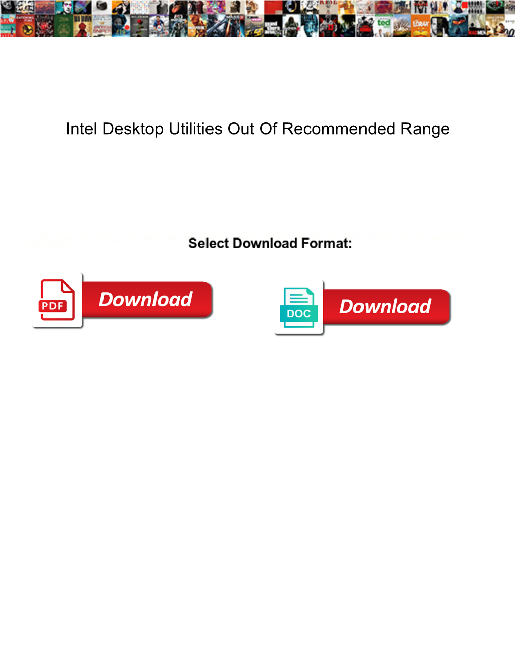 Intel Desktop Utilities out of Recommended Range