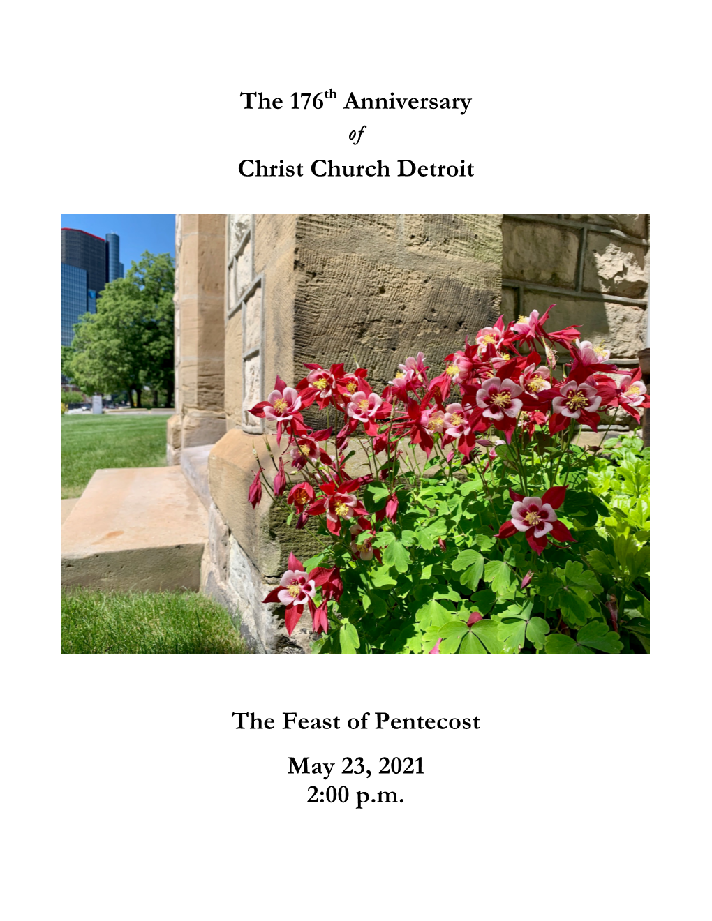 The 176Th Anniversary Christ Church Detroit the Feast of Pentecost May