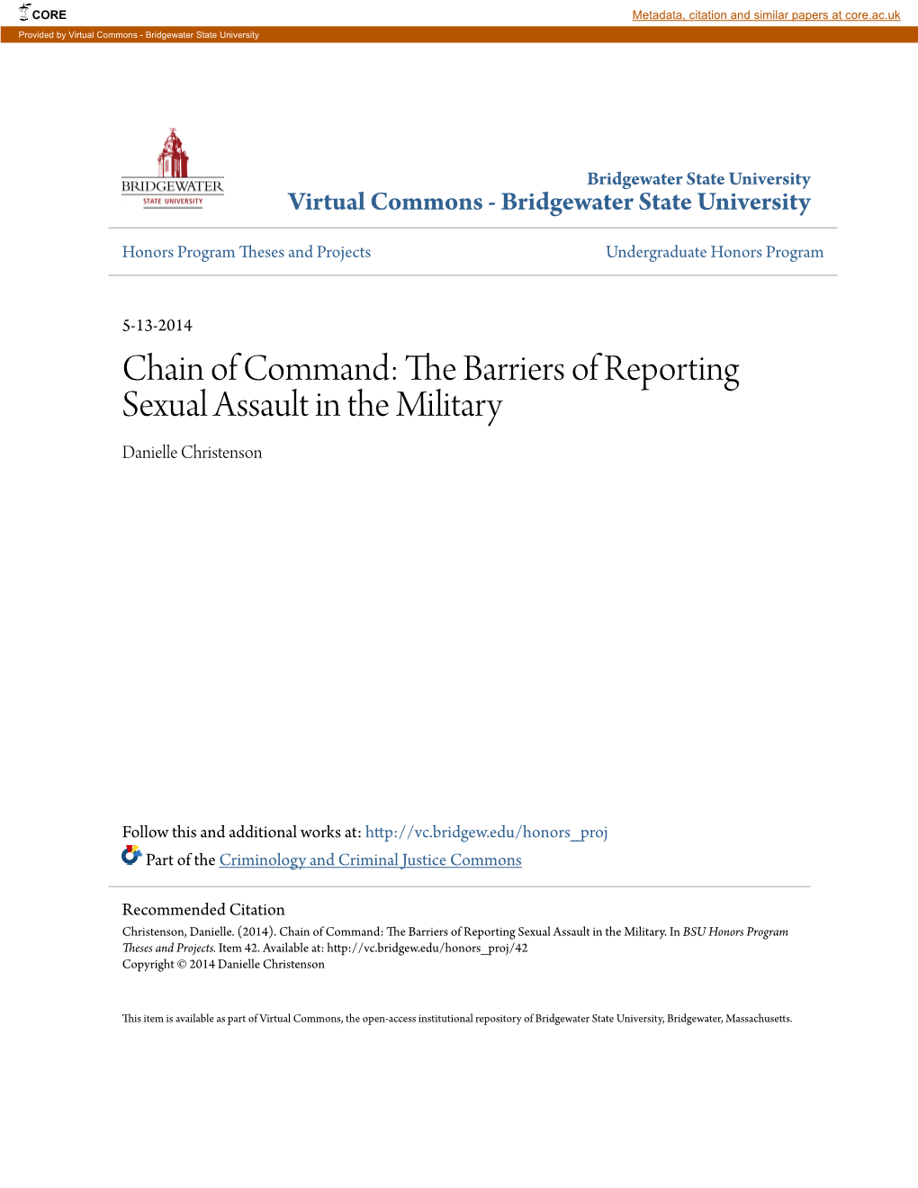 The Barriers of Reporting Sexual Assault in the Military