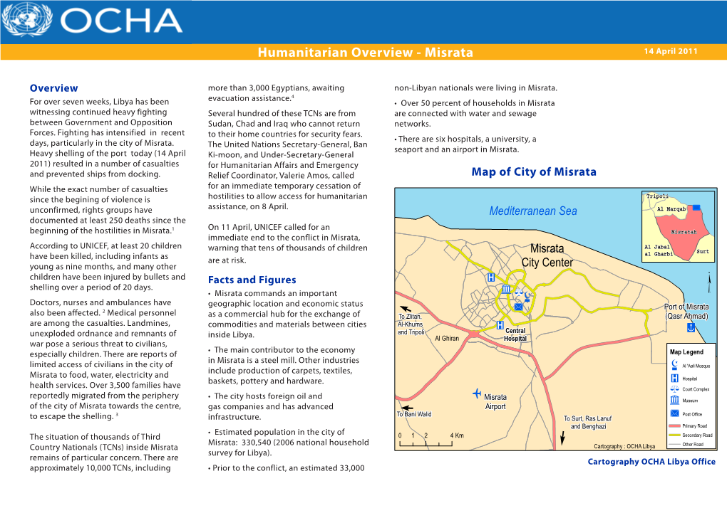 Humanitarian Overview on Misrata