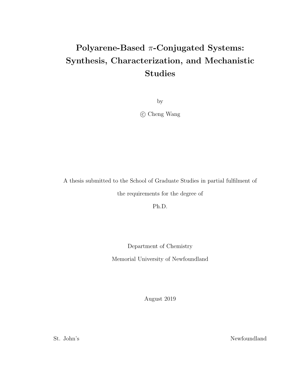 Synthesis, Characterization, and Mechanistic Studies