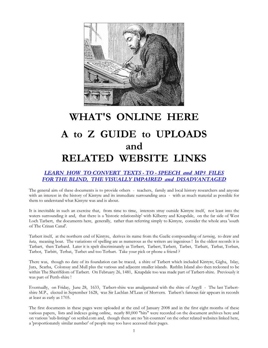 WHAT's ONLINE HERE a to Z GUIDE to UPLOADS and RELATED