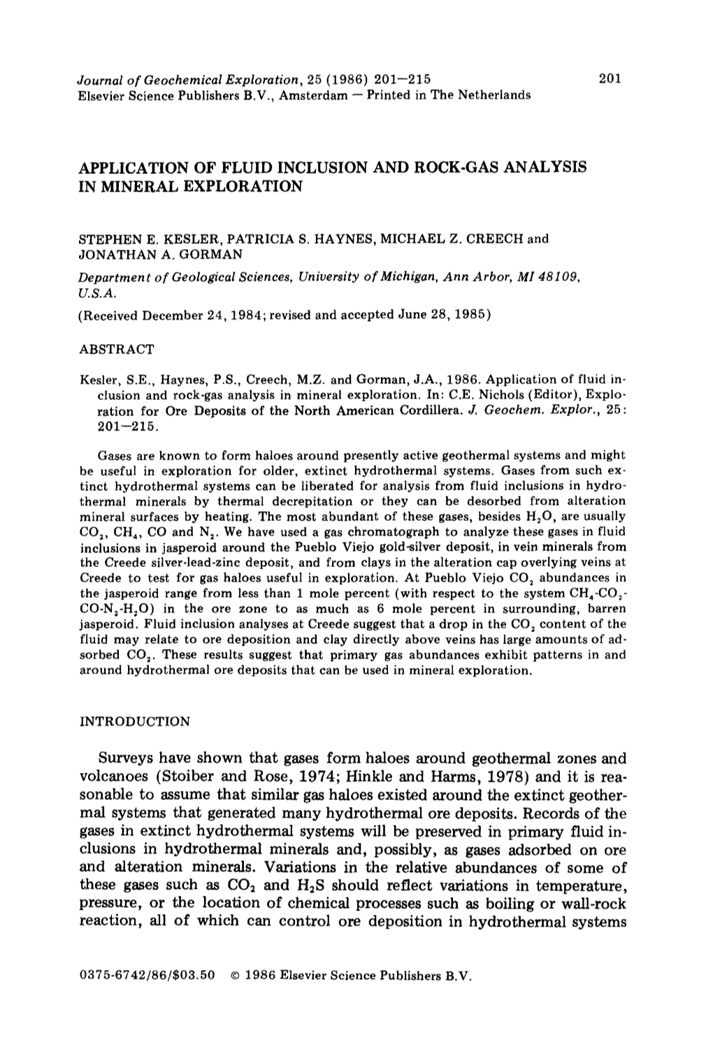 Application of Fluid Inclusion and Rock-Gas Analysis in Mineral Exploration