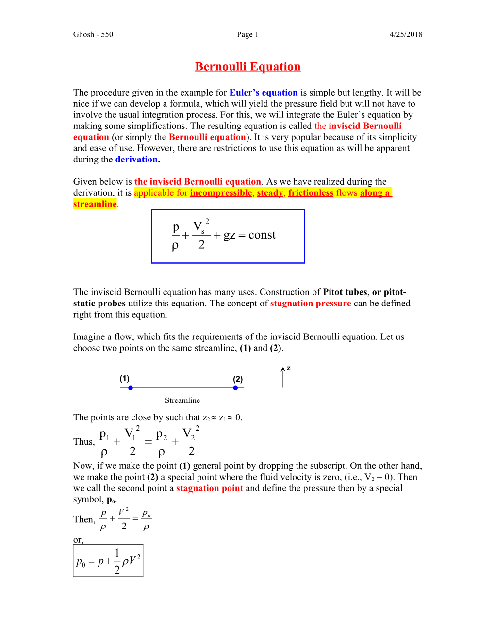 Bernoulli Equation