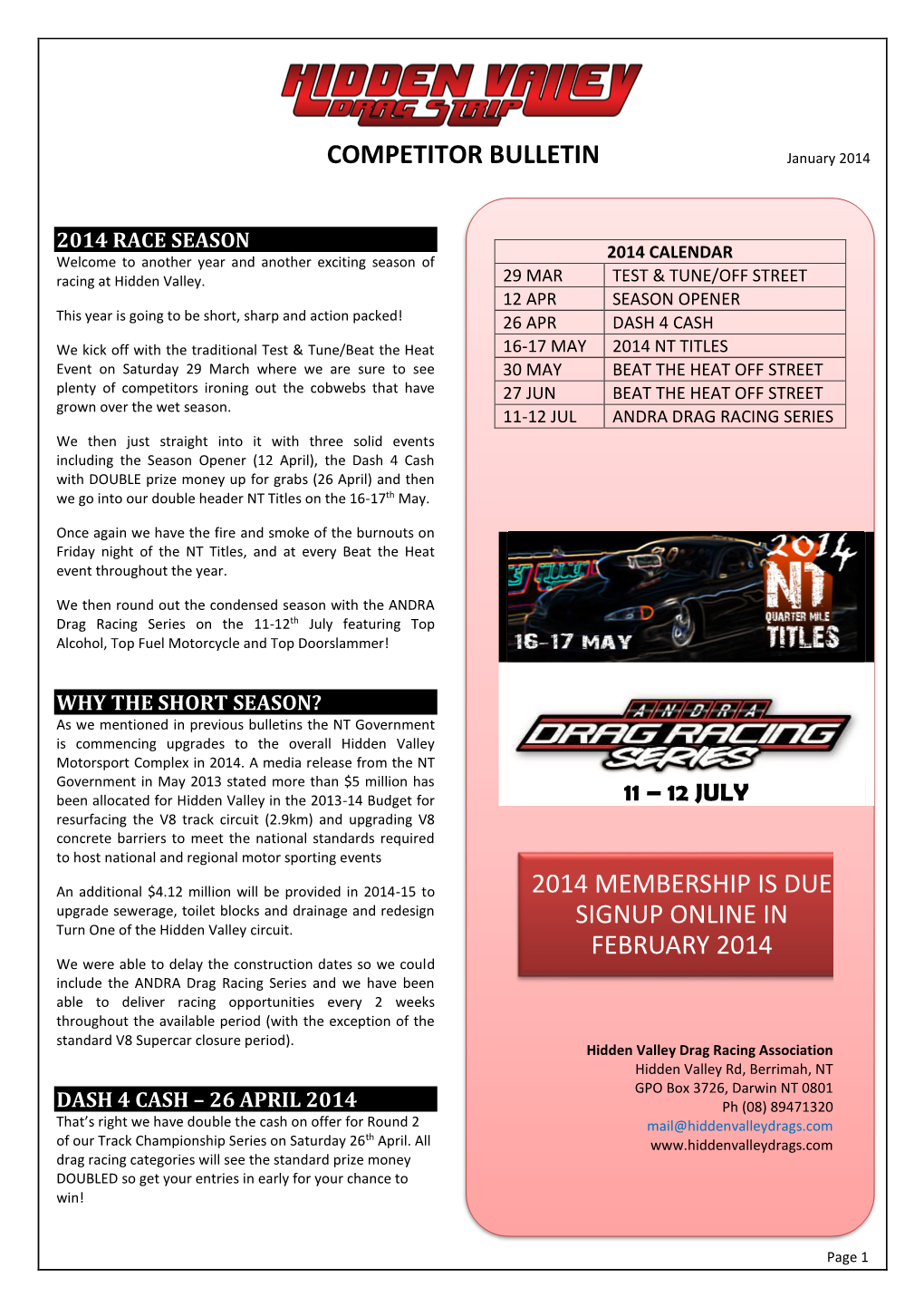 COMPETITOR BULLETIN January 2014