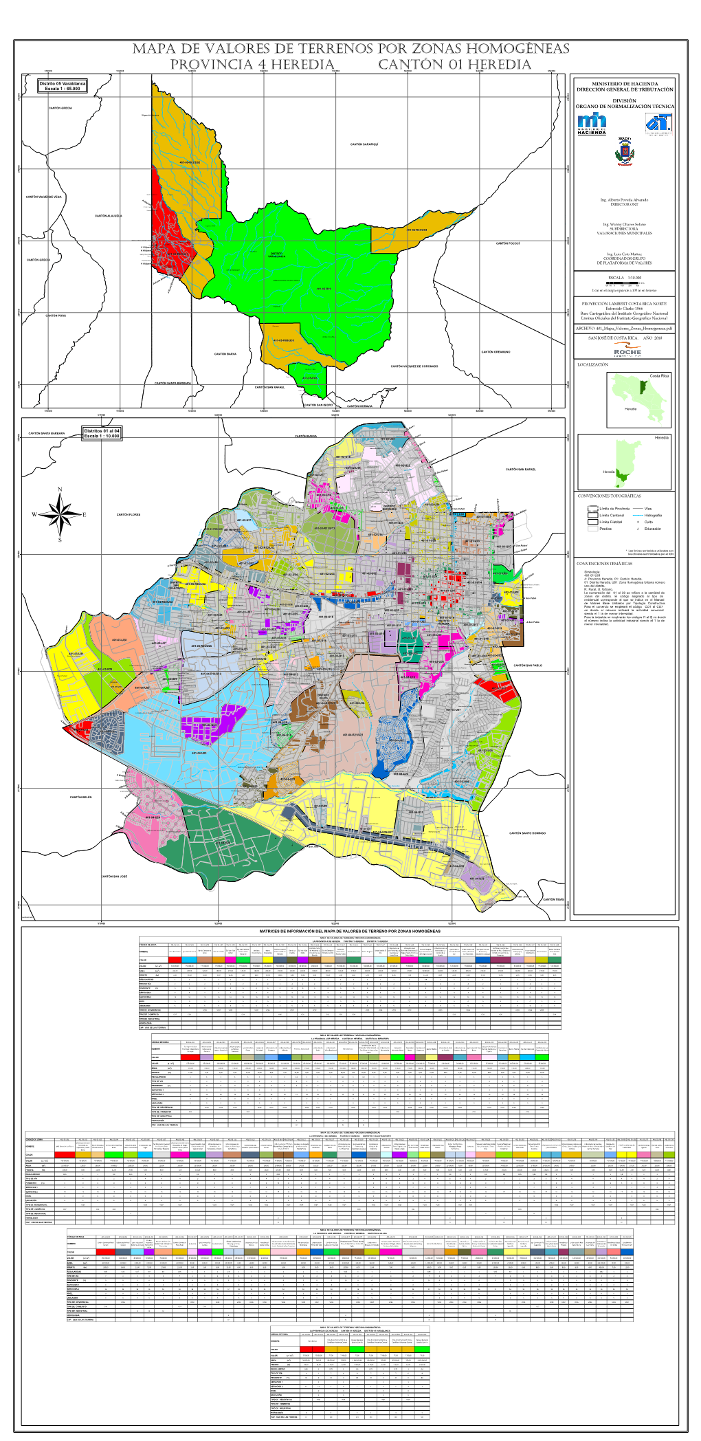 Mapa De Valores De Terrenos Por Zonas Homogéneas Provincia 4 Heredia Cantón 01 Heredia