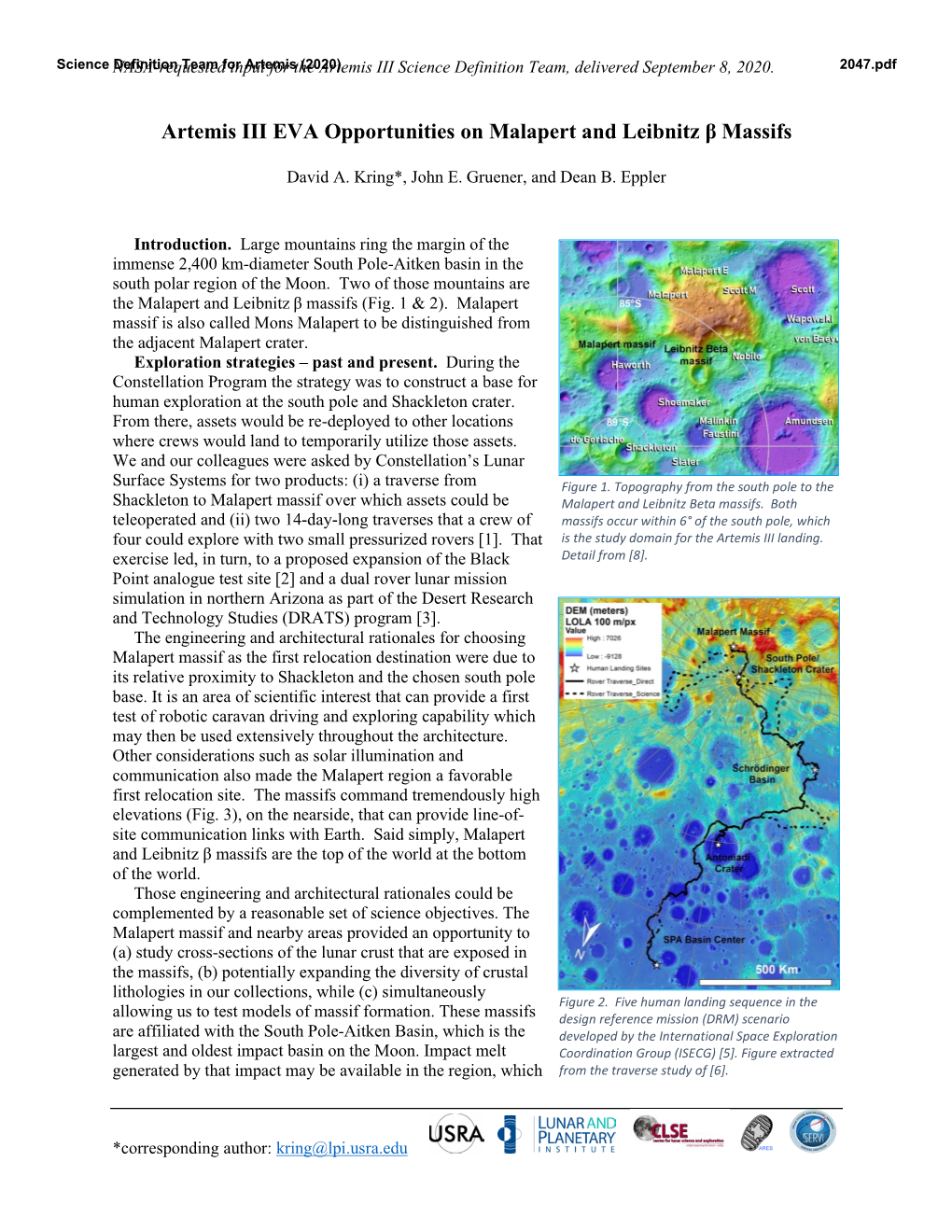 Artemis III EVA Opportunities on Malapert and Leibnitz Β Massifs