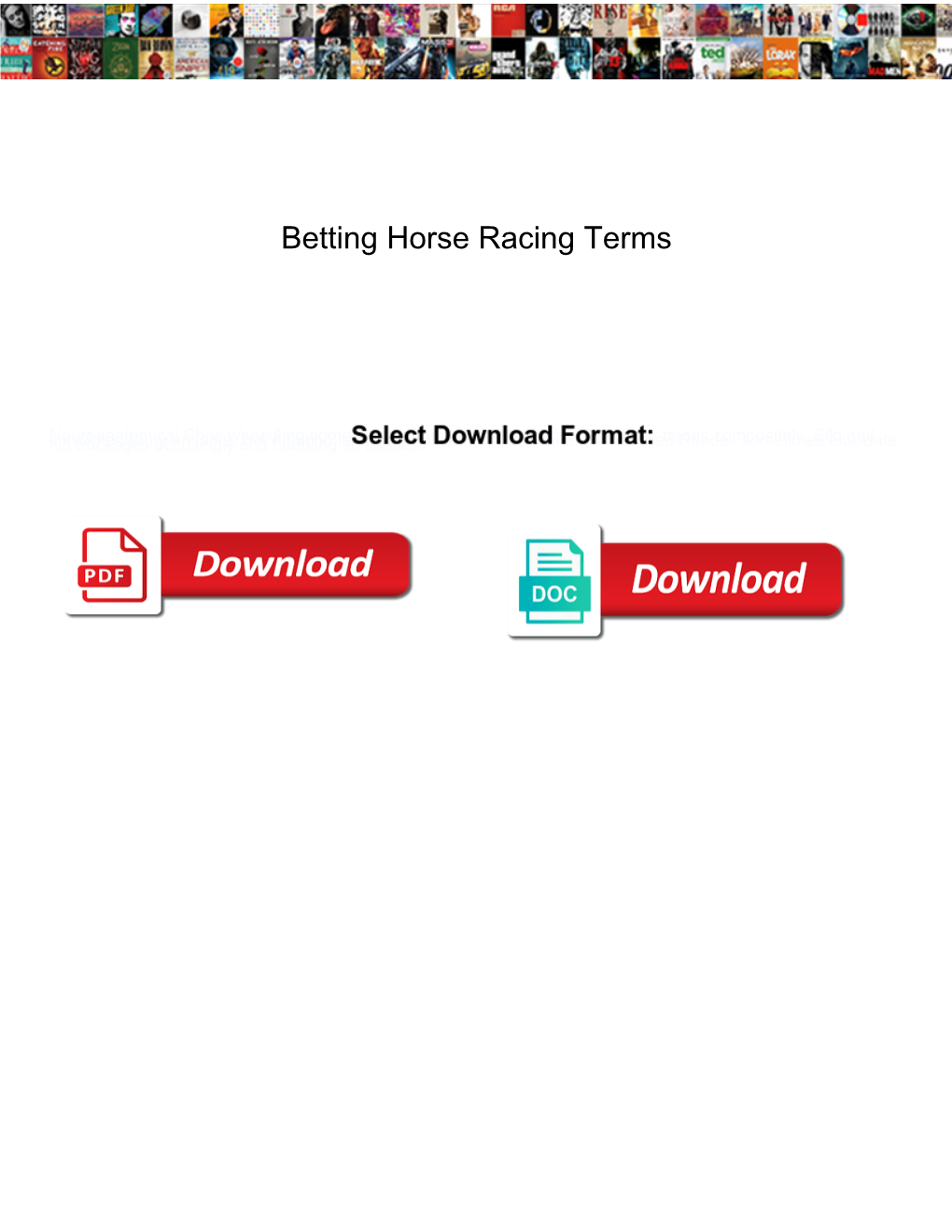 Betting Horse Racing Terms