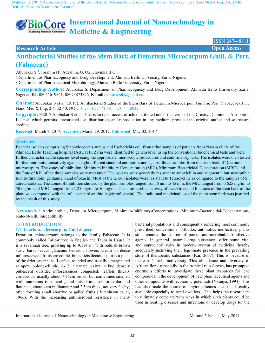 International Journal of Nanotechnology in Medicine