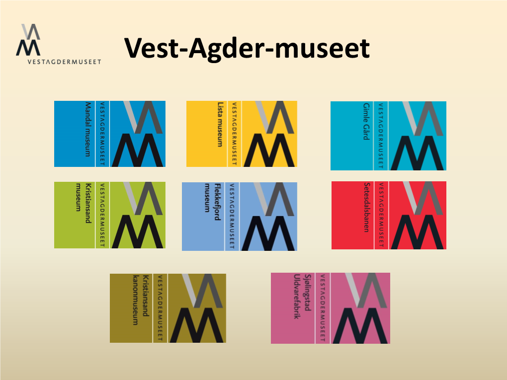 Vest-Agder-Museet Vest-Agder-Museet IKS: • Kommunene 50% Og Fylkeskommunen 50% • 45 Ansatte • 42 Mill