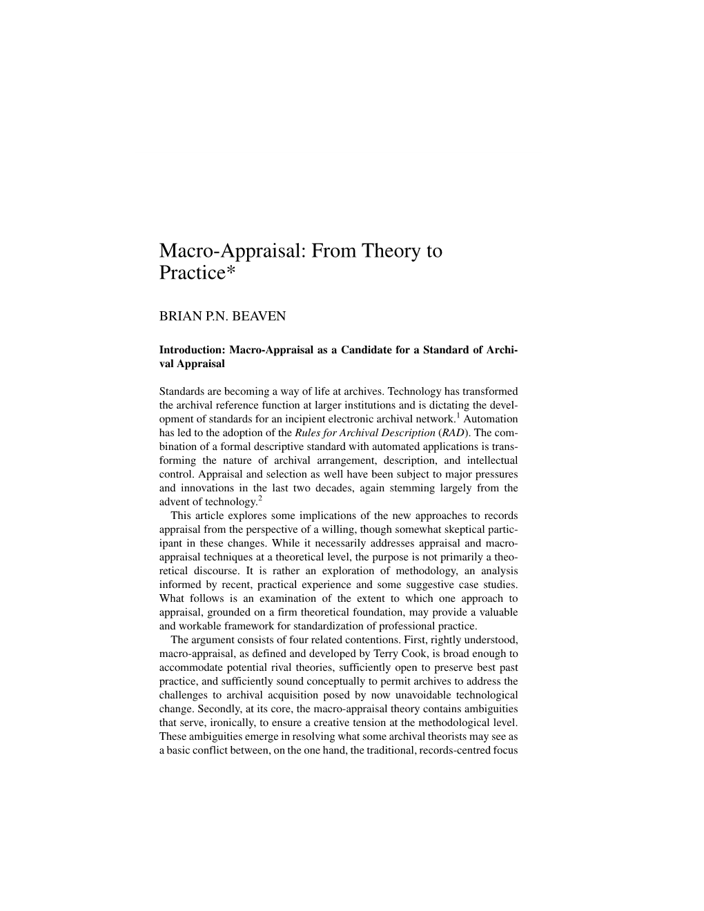 Macro-Appraisal: from Theory to Practice*