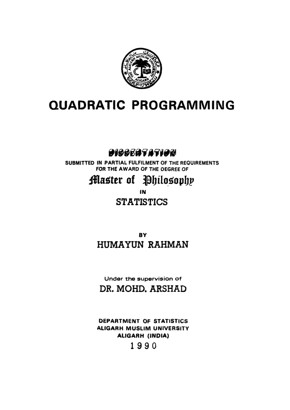 Quadratic Programming