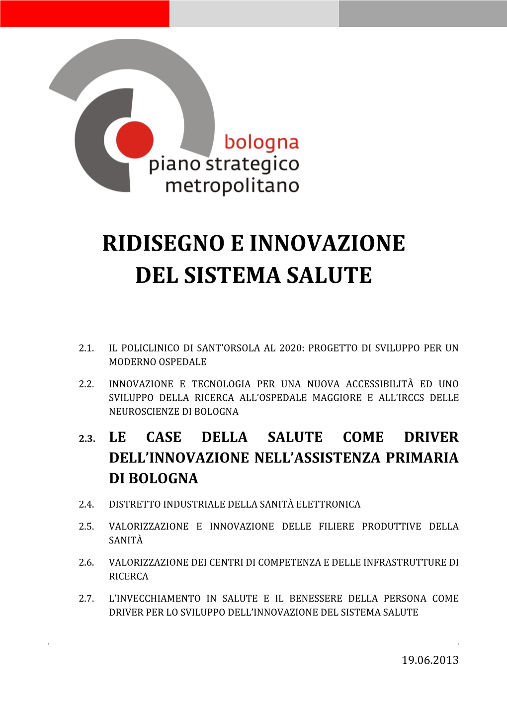 Ridisegno E Innovazione Del Sistema Salute