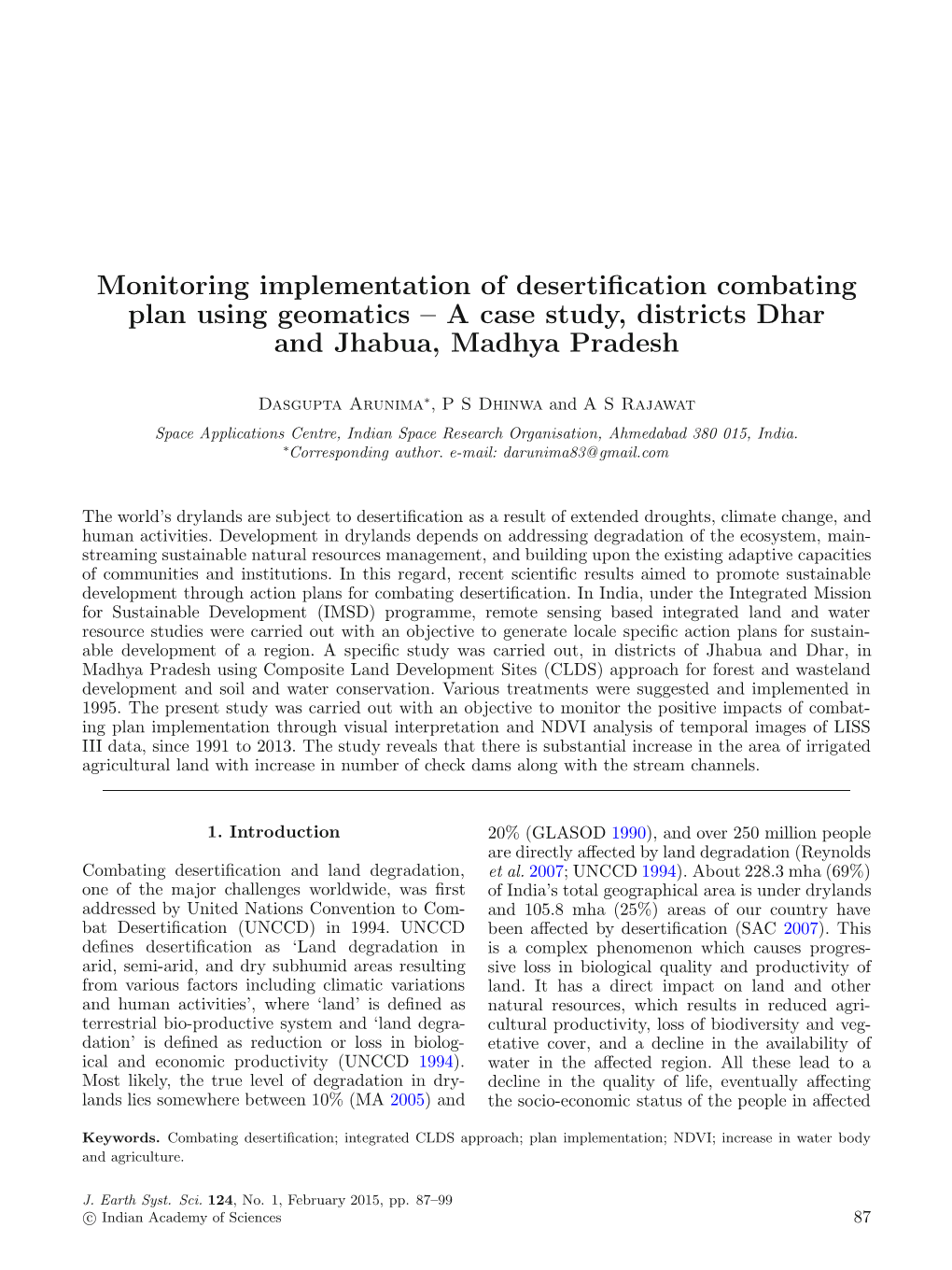 A Case Study, Districts Dhar and Jhabua, Madhya Pradesh