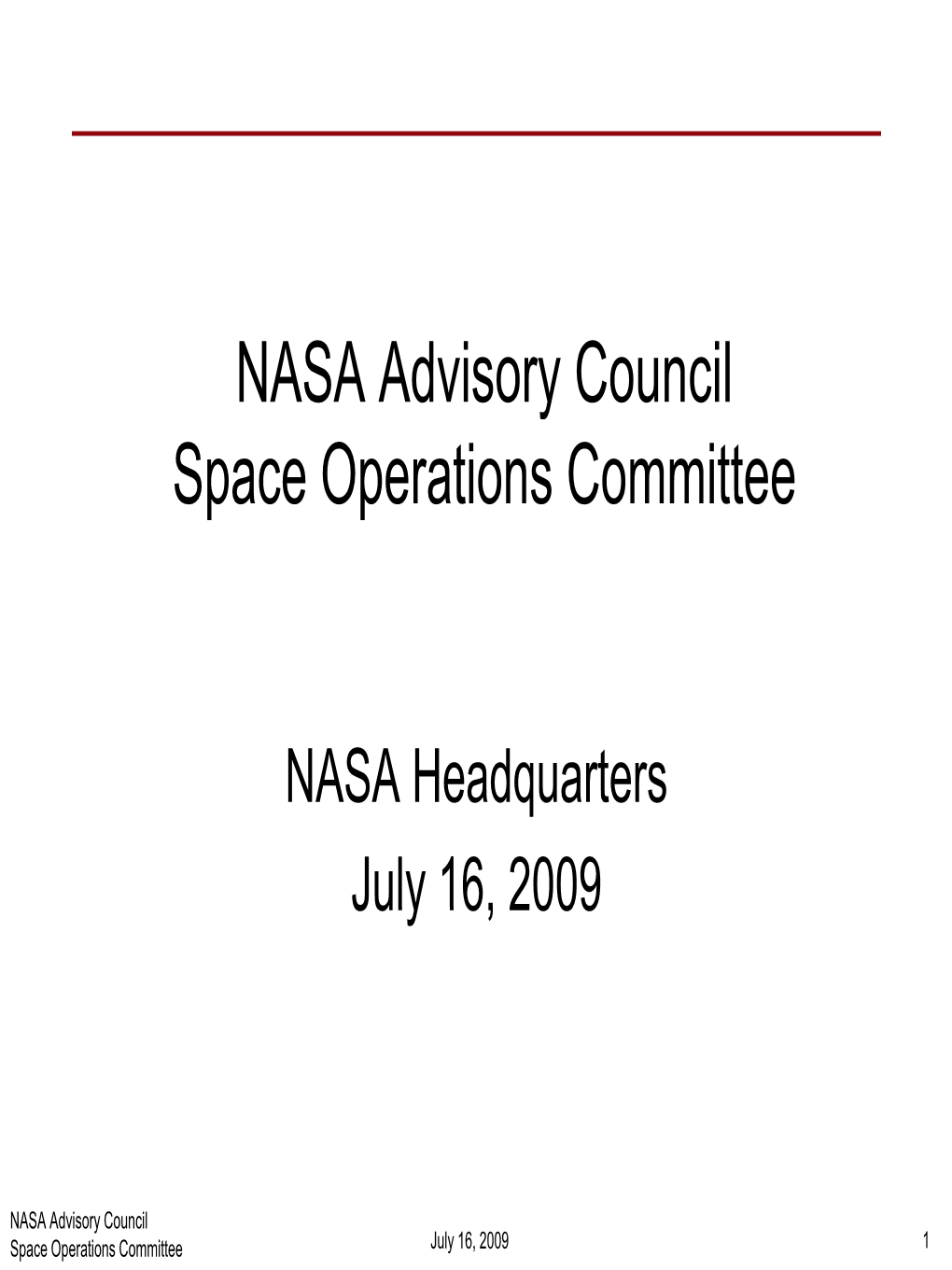 NASA Advisory Council Space Operations Committee