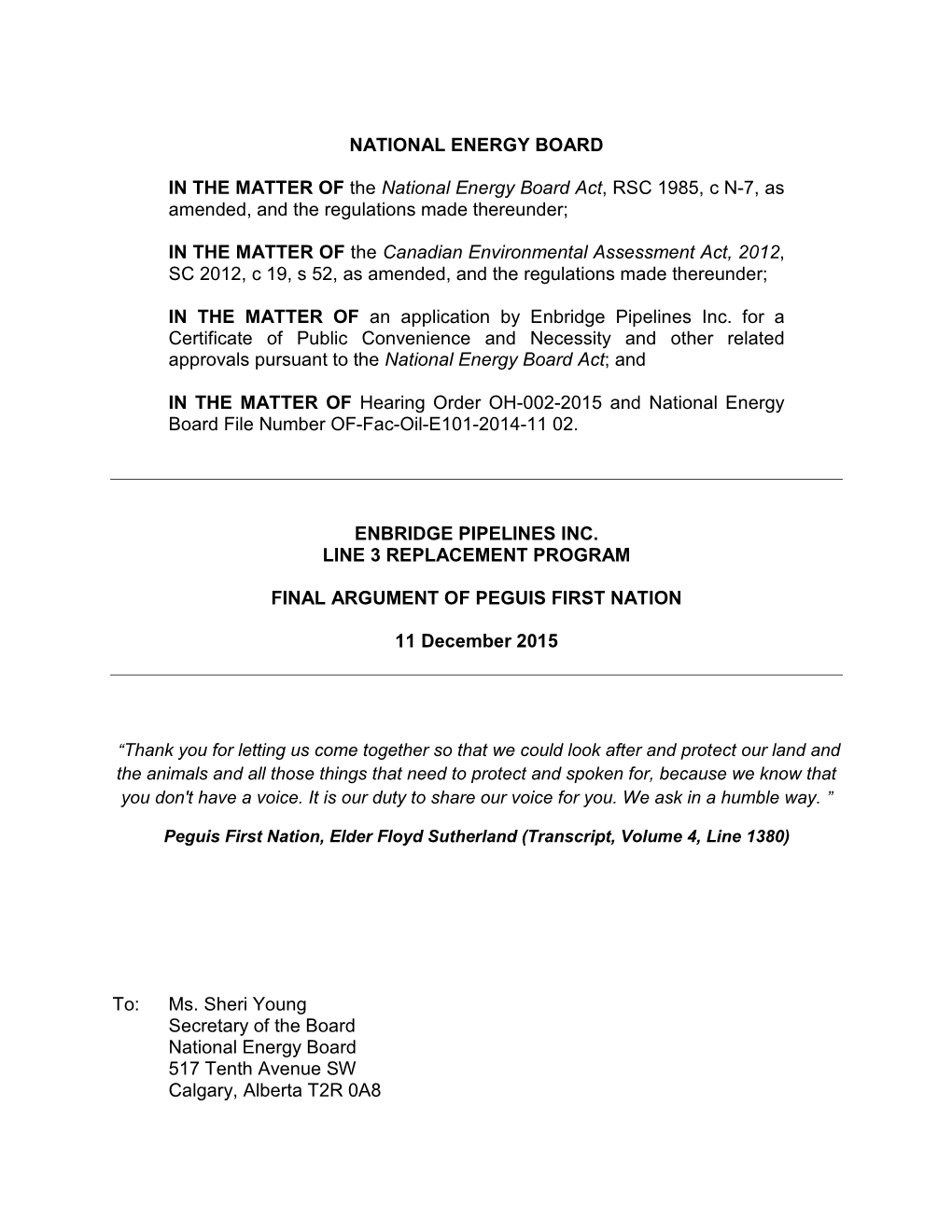 Enbridge Pipelines Inc. Line 3 Replacement Program