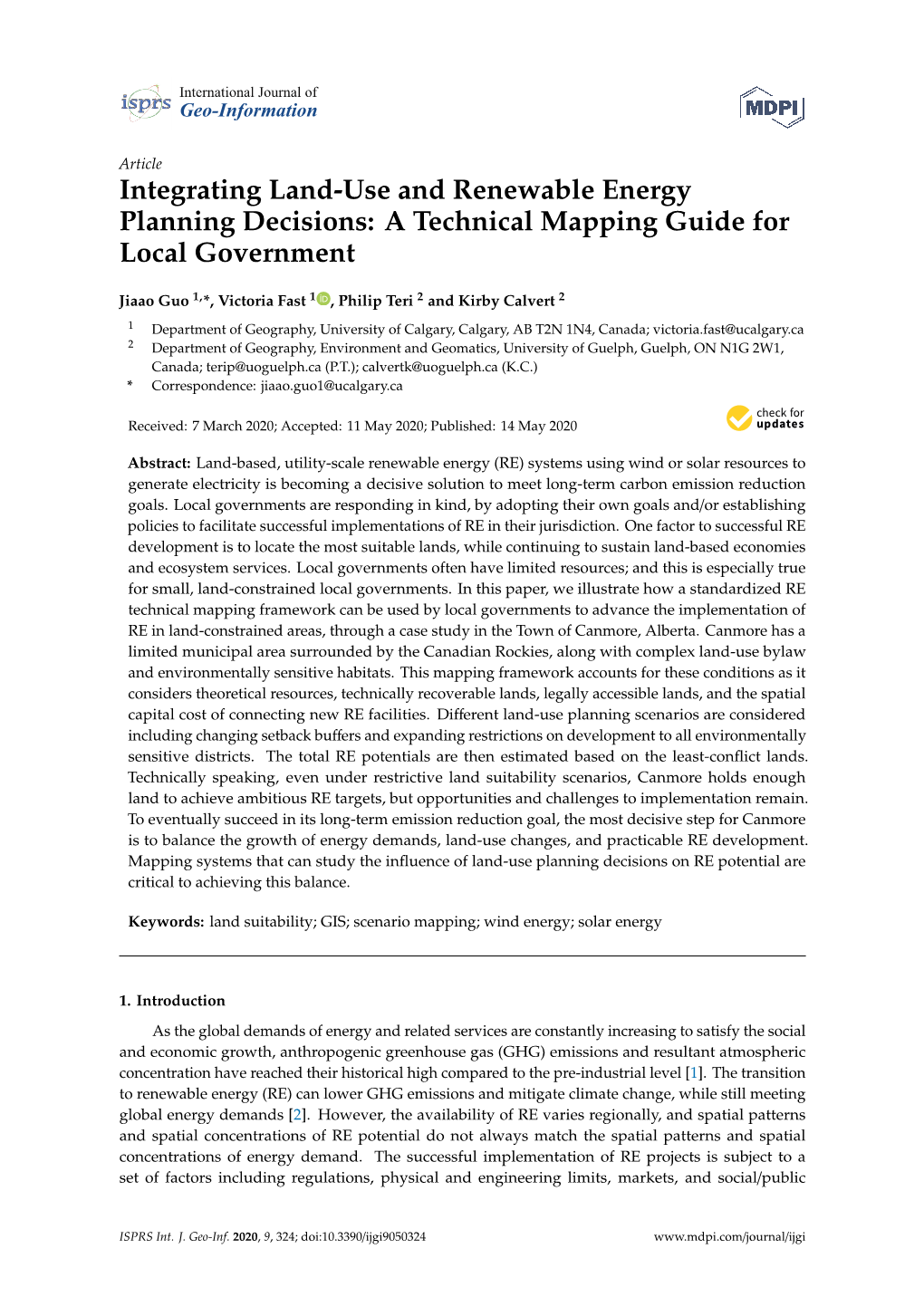 Integrating Land-Use and Renewable Energy Planning Decisions: a Technical Mapping Guide for Local Government