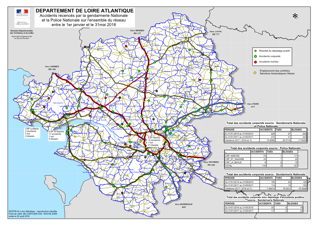 Carte Des Accidents Corporels Et Mortels De Mai 2018