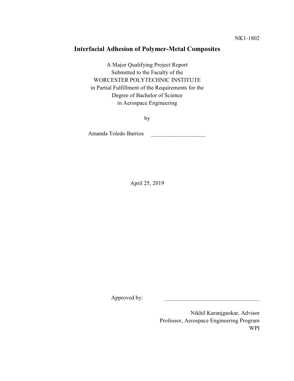 Interfacial Adhesion of Polymer-Metal Composites