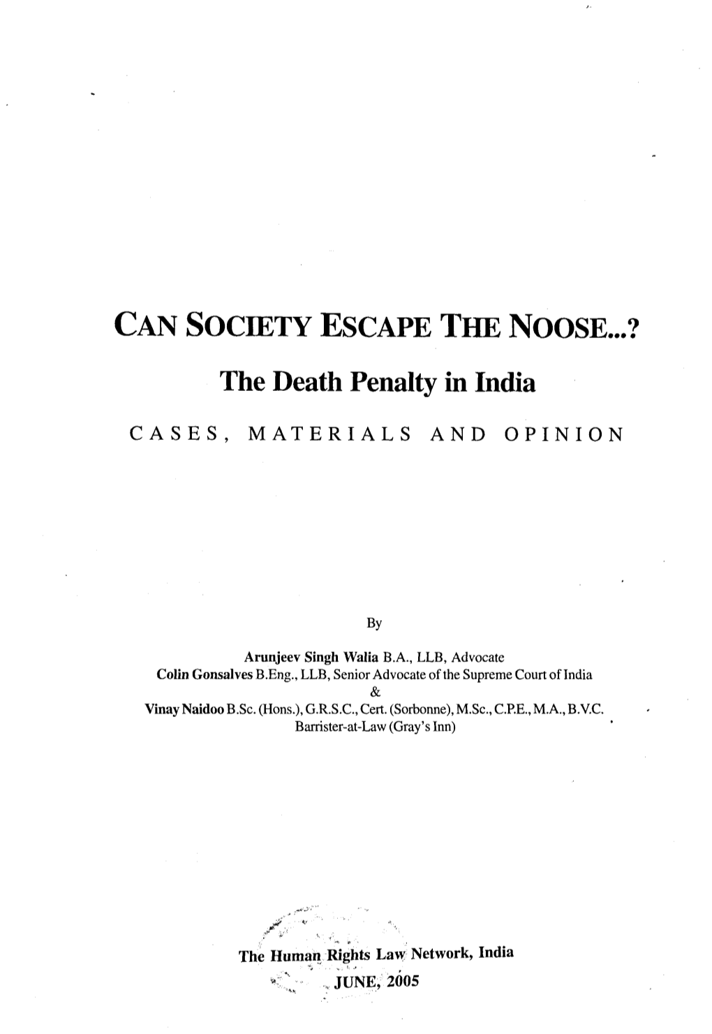The Death Penalty in India