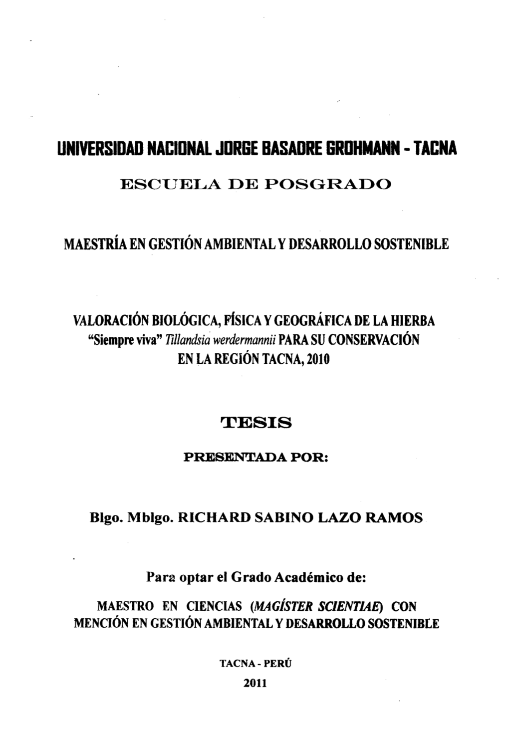 Maestría En Gestión Ambiental Y Desarrollo Sostenible