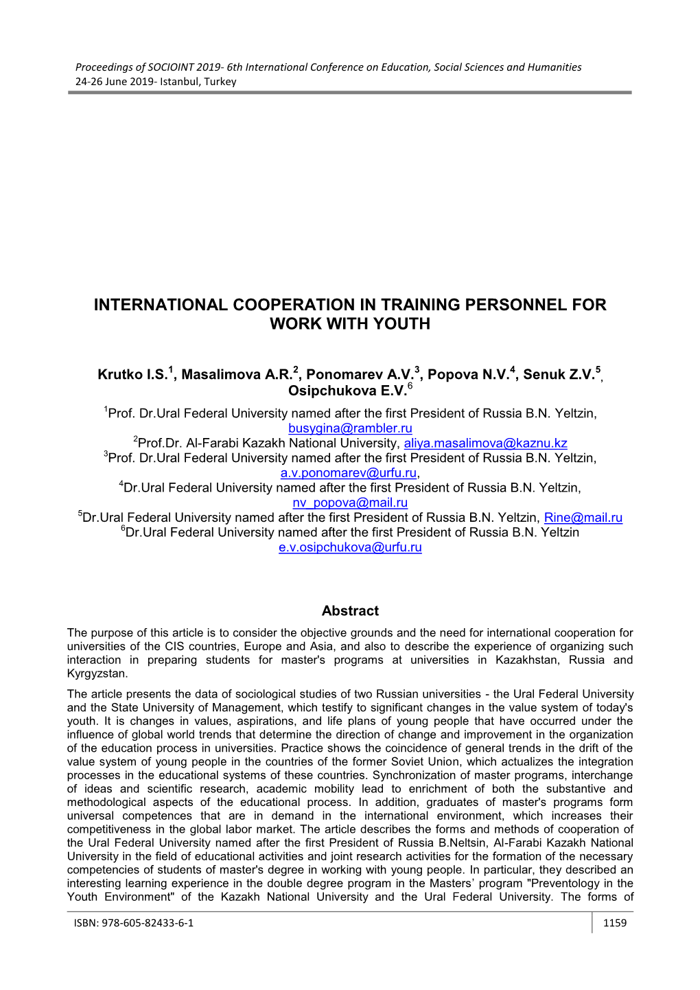 International Cooperation in Training Personnel for Work with Youth