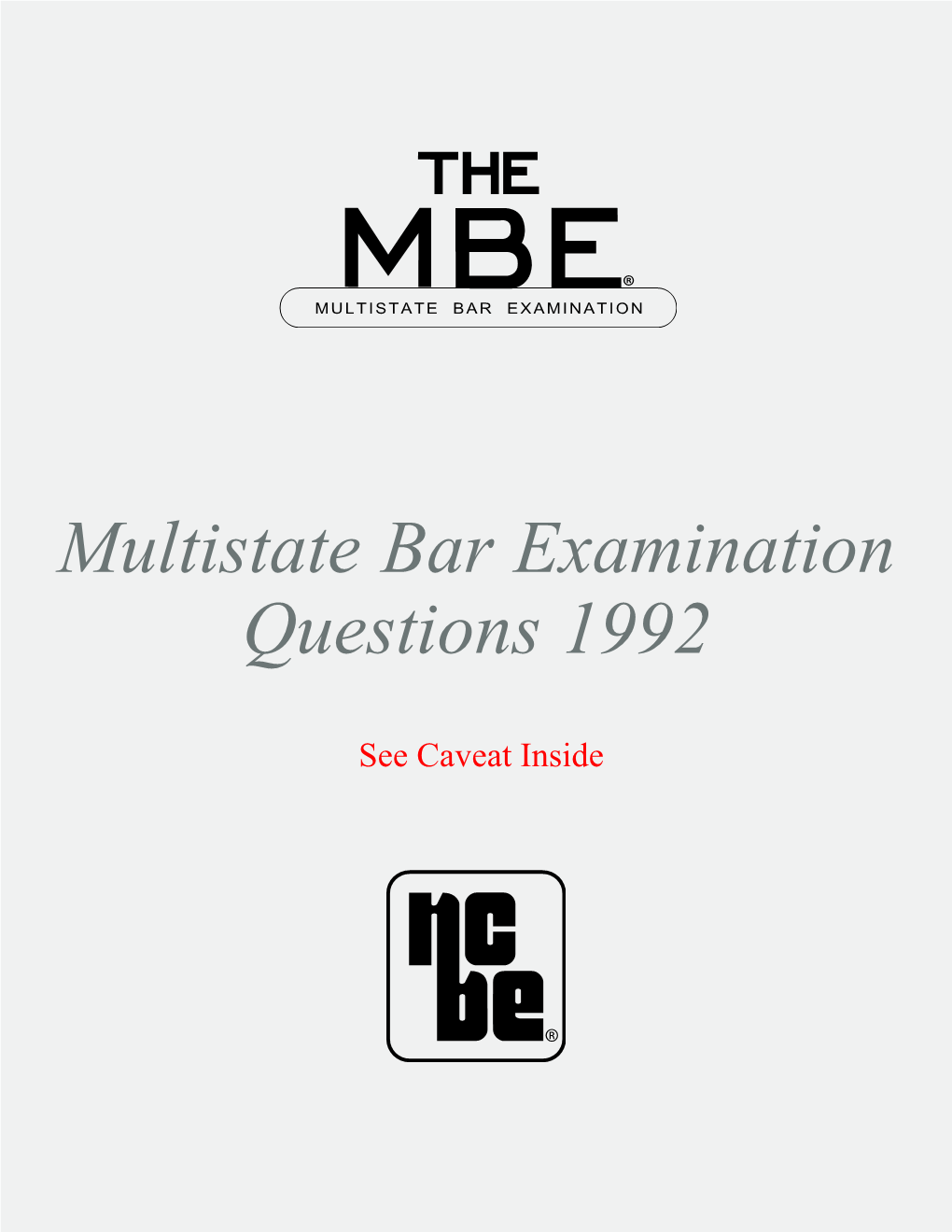 Multistate Bar Examination Questions 1992