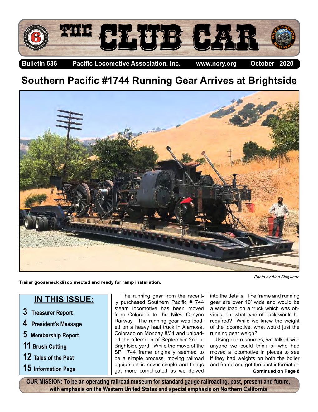 Southern Pacific #1744 Running Gear Arrives at Brightside