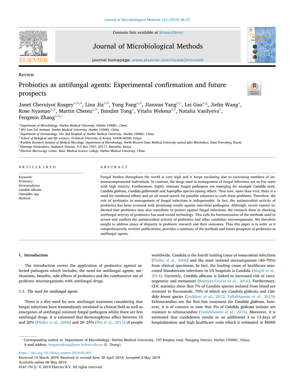 Journal of Microbiological Methods Probiotics As Antifungal Agents