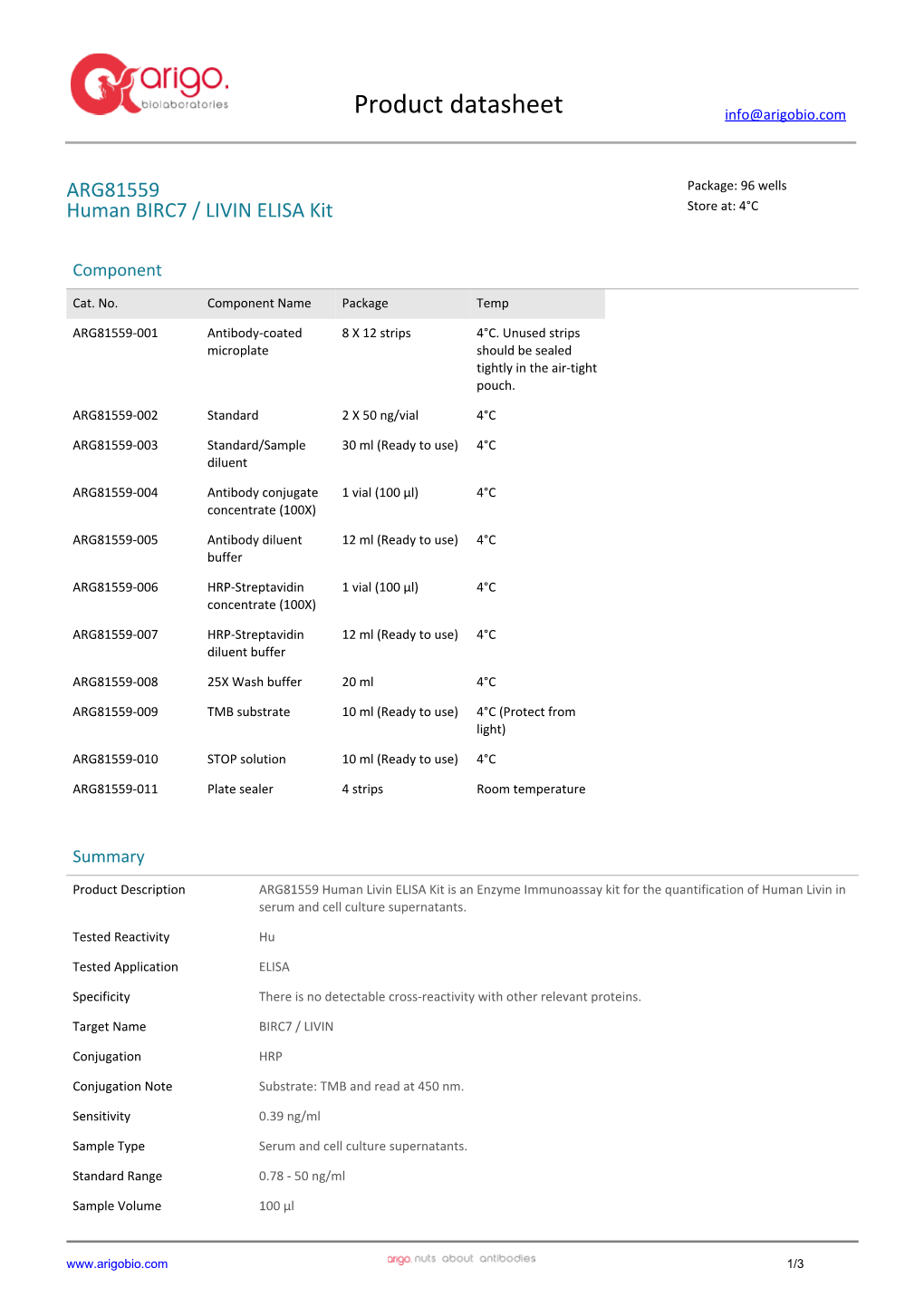 Human BIRC7 / LIVIN ELISA Kit (ARG81559)