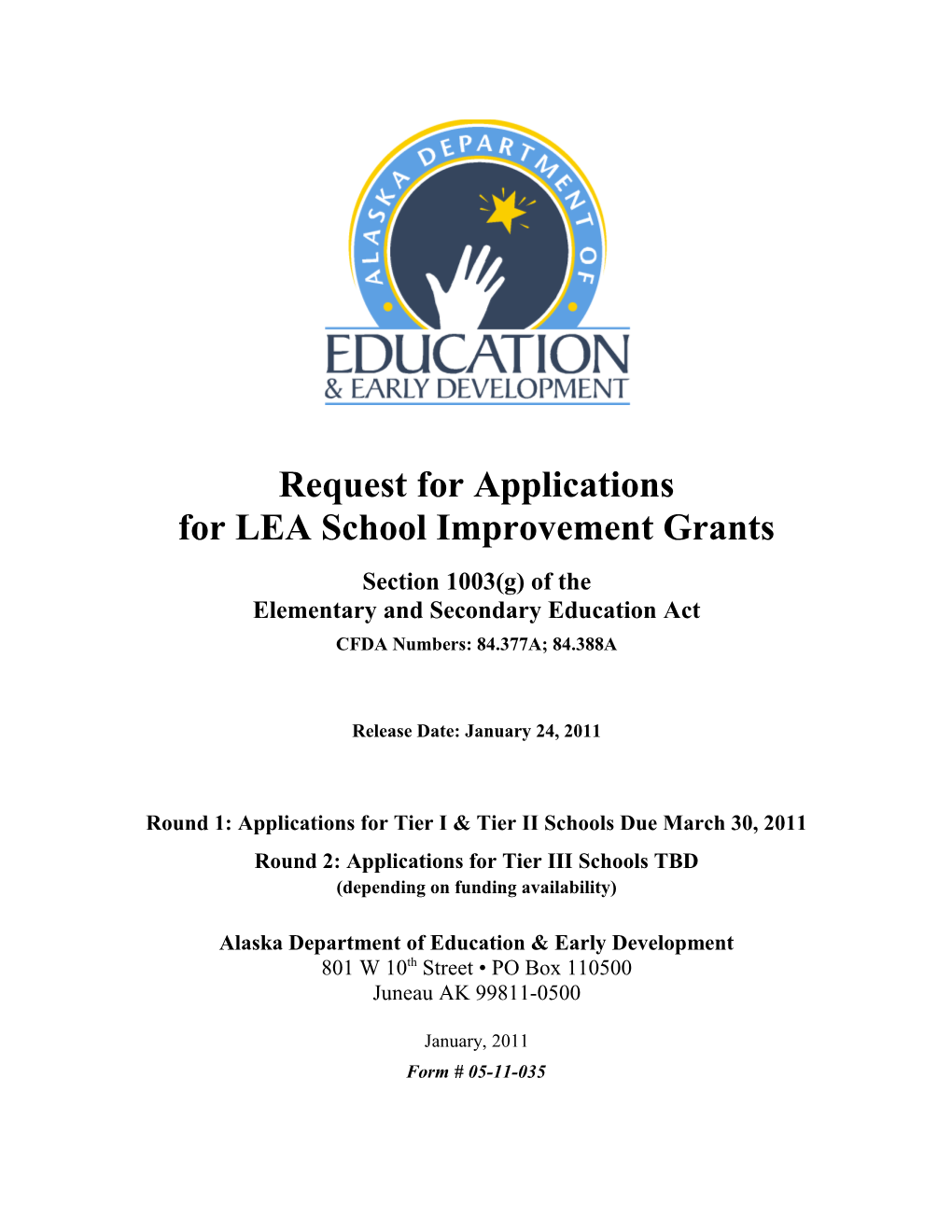 School Improvement Grants Application: Section 1003(G) of the Elementary and Secondary