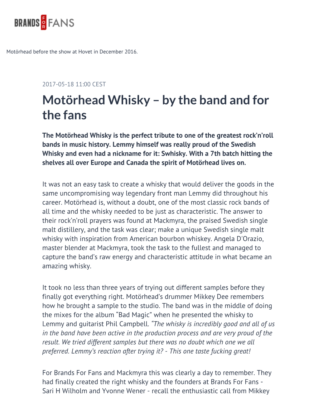 Motörhead Whisky – by the Band and for the Fans