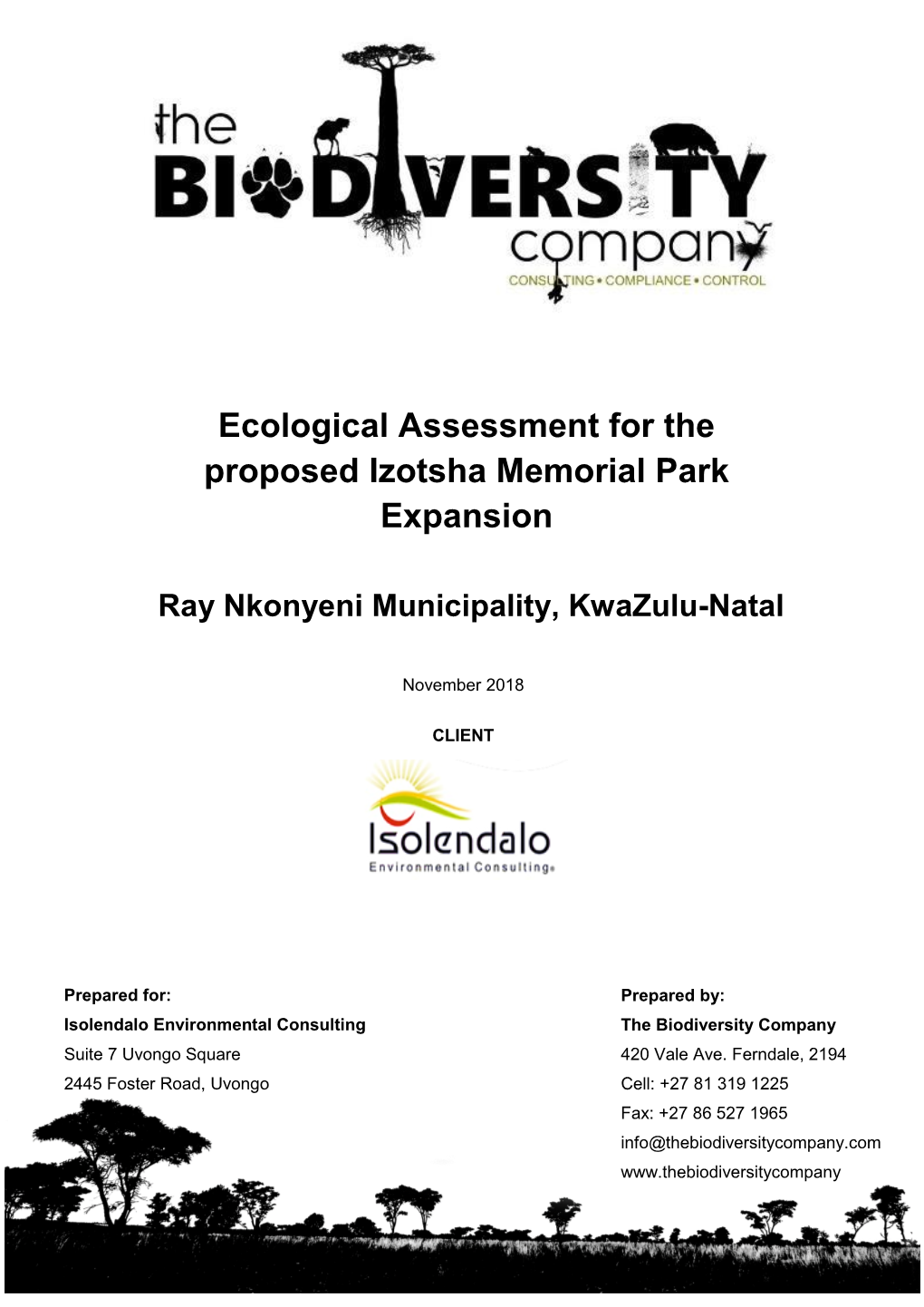 Ecological Assessment for the Proposed Izotsha Memorial Park